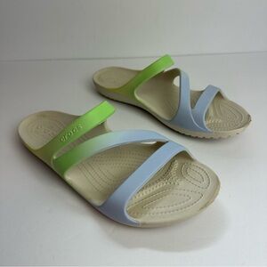 Crocs Kadee Sandals Women's size 11 Shoes Blue Green Lightweight Waterproof